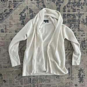 Women's Theory Cream Open Front Cardigan Sweater S